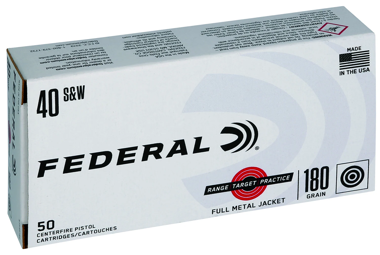 Federal .40 S&W 180gr FULL METAL JACKET Brass – 50rd