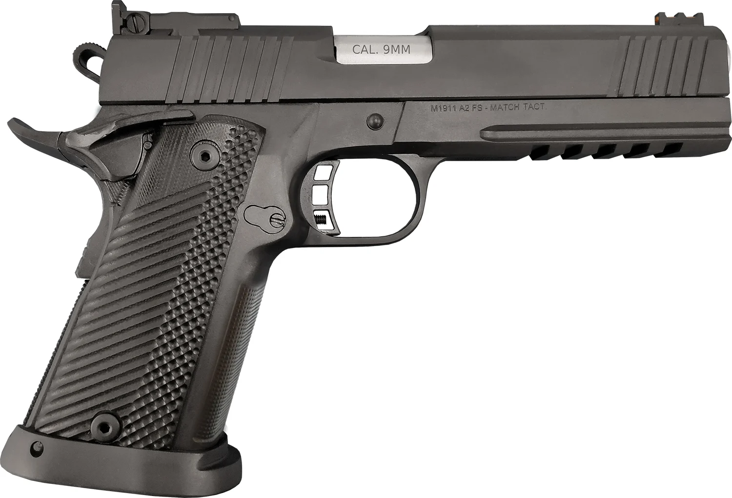 Rock Island 56645 Pro Ultra Match 9mm Luger Caliber with 5" Barrel, 17+1 Capacity, Overall Black Parkerized Finish Steel, Picatinny Rail/Beavertail Frame, Serrated Slide & Black G10 Grip