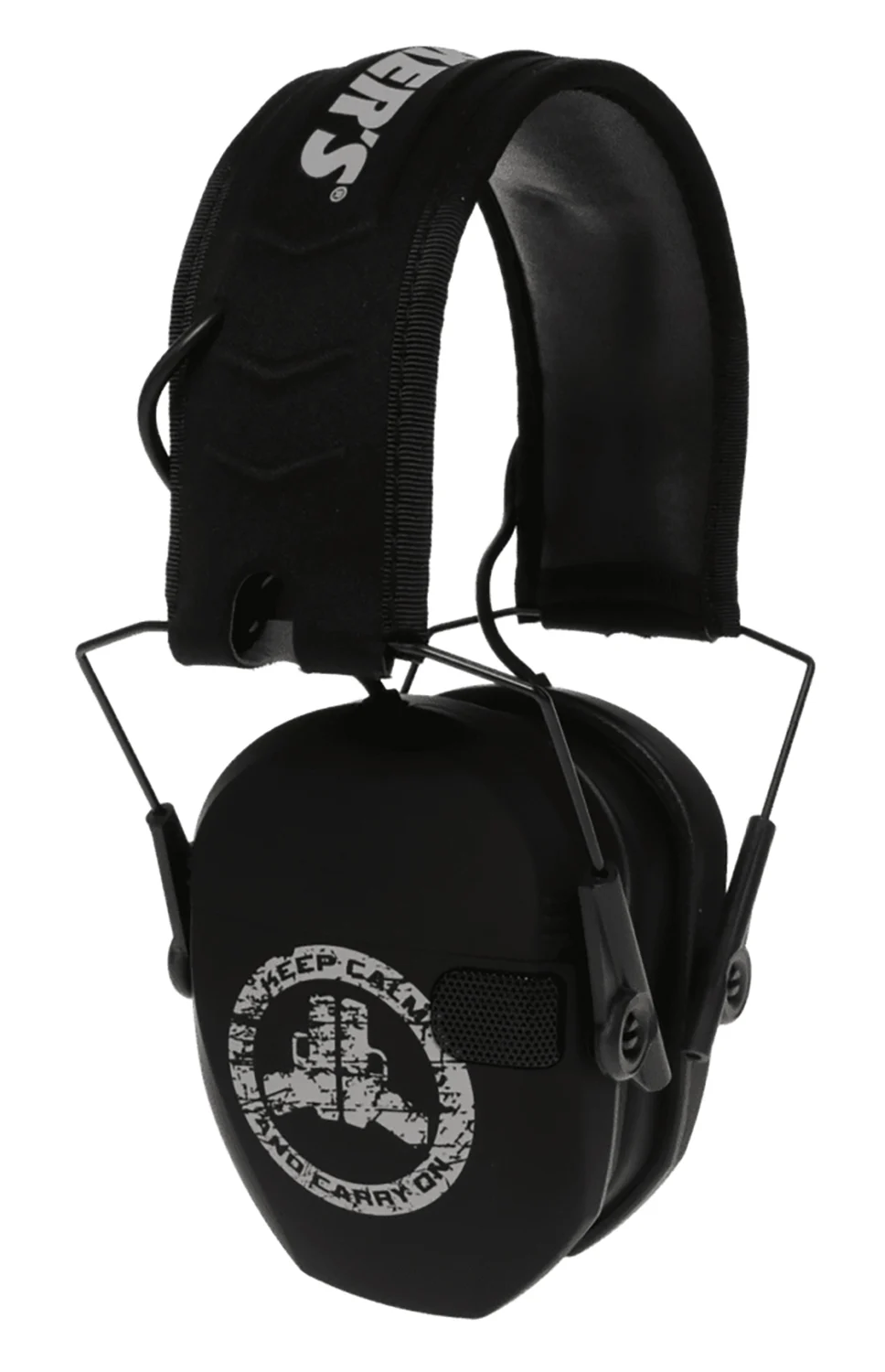 Walker's GWPRSEMFSKCCO Razor Slim Electronic Freedom Muff 23 dB Over the Head Black w/Distressed Carry On Logo Polymer