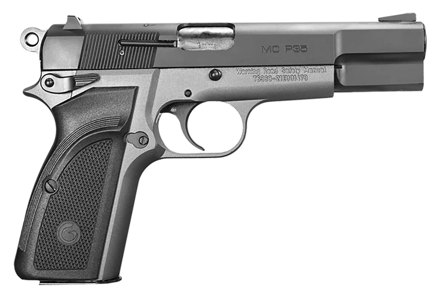 EAA GIRSAN 390455 MC P35 9mm Luger 15+1, 4.87" Black Steel Barrel, Black Serrated Steel Slide, Matte Stainless Steel Frame, Black Checkered Polymer Grip, Ambidextrous