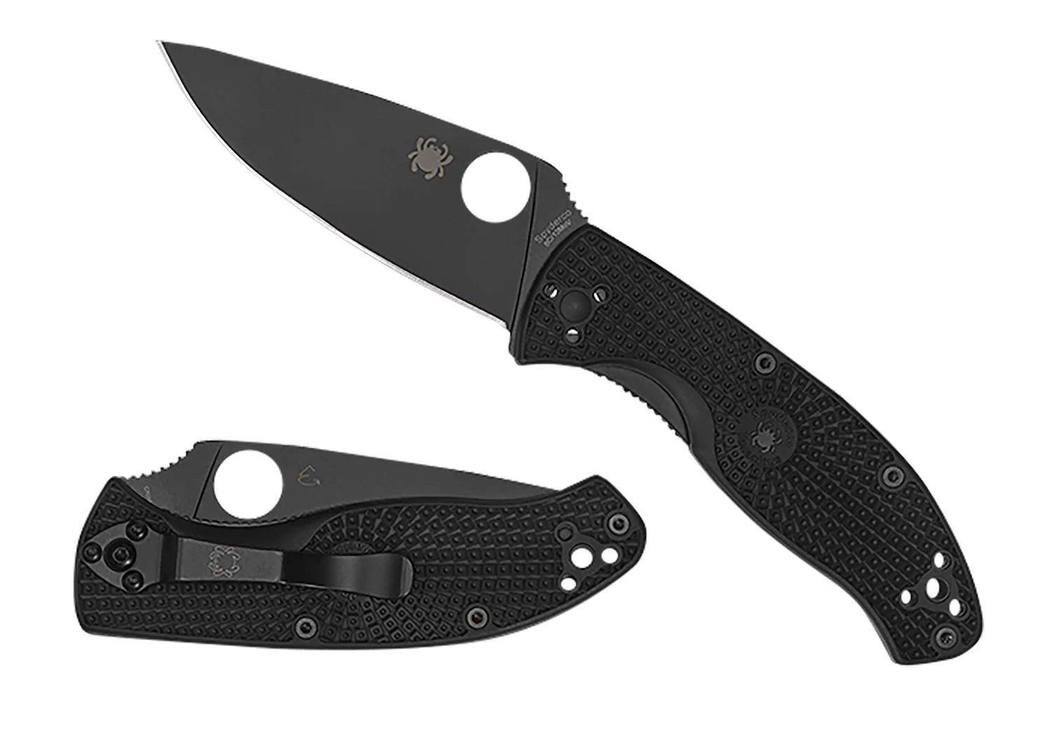 Spyderco C122PBBK Tenacious Lightweight 3.39" Folding Plain Black Oxide 8Cr13MoV SS Blade/Black Bi-Directional Texturing FRN Handle Includes Pocket Clip