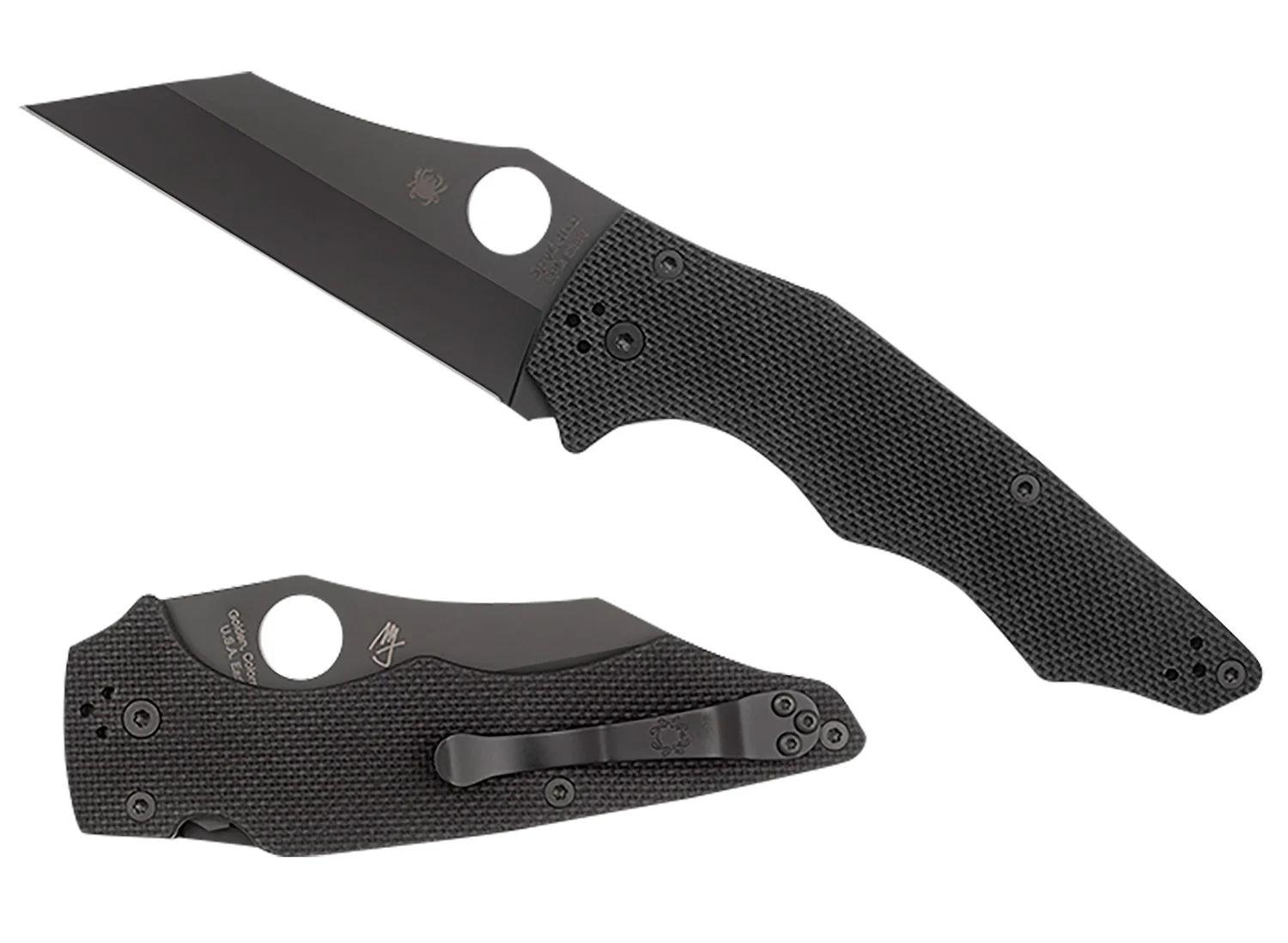Spyderco C253GPBBK YoJumbo 3.98" Folding Wharncliffe Plain Black DLC CPM S30V SS Blade/Black Textured G10 Handle Includes Pocket Clip