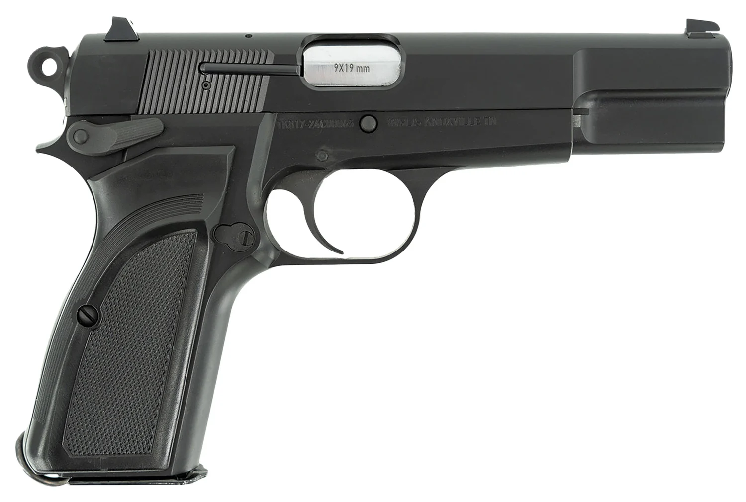 Inglis 12000000 L9A1 9mm Luger 15+1 4.70″ Black Steel Barrel, Black Chrome Steel Slide & Frame