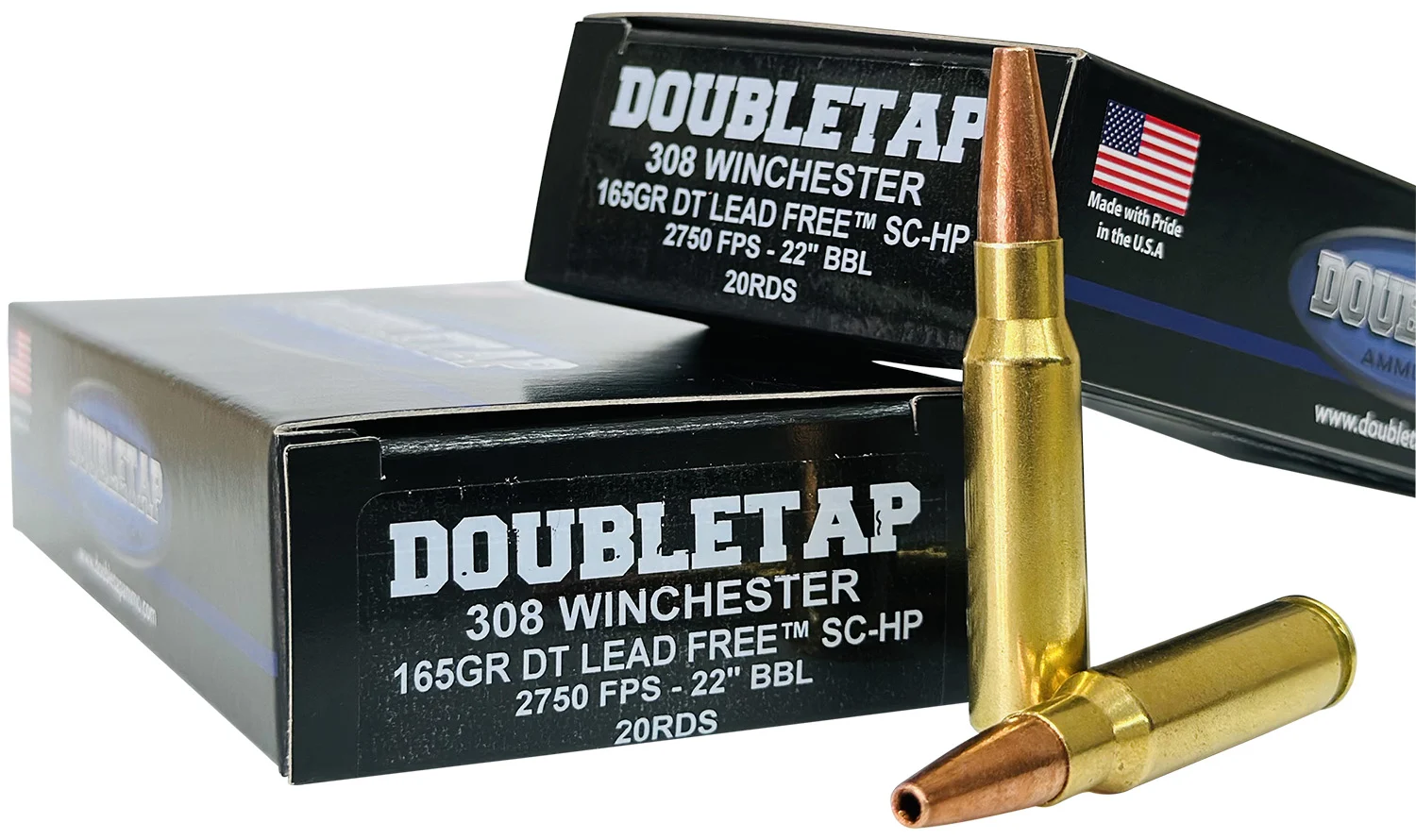 DoubleTap Ammunition 308W165X 308Win 165gr Lead Free Hollow Point 20 Per Box/25 Case
