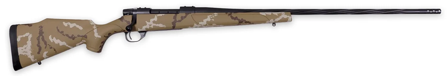 Weatherby VHH243NR4B Vanguard Outfitter Full Size 243 Win 5+1 24" Black Cerakote #2 Fluted/Threaded Barrel & Drilled & Tapped Steel Receiver Tan w/Brown & White Sponge Monte Carlo Synthetic Stock