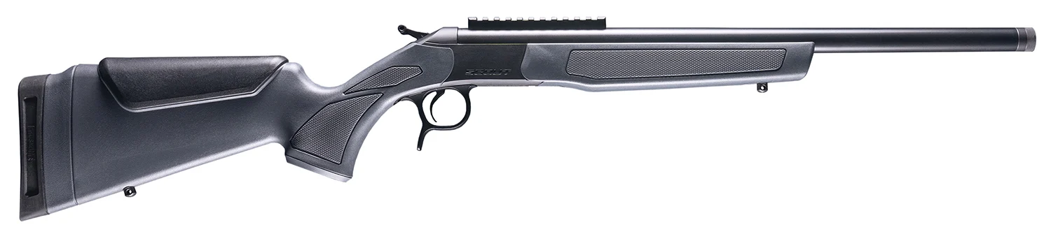 CVA CR4443 Scout 450 Bushmaster 1rd 22″ Blued Threaded Barrel, Blued Picatinny Rail Receiver, Stealth Gray Fixed Synthetic Stock