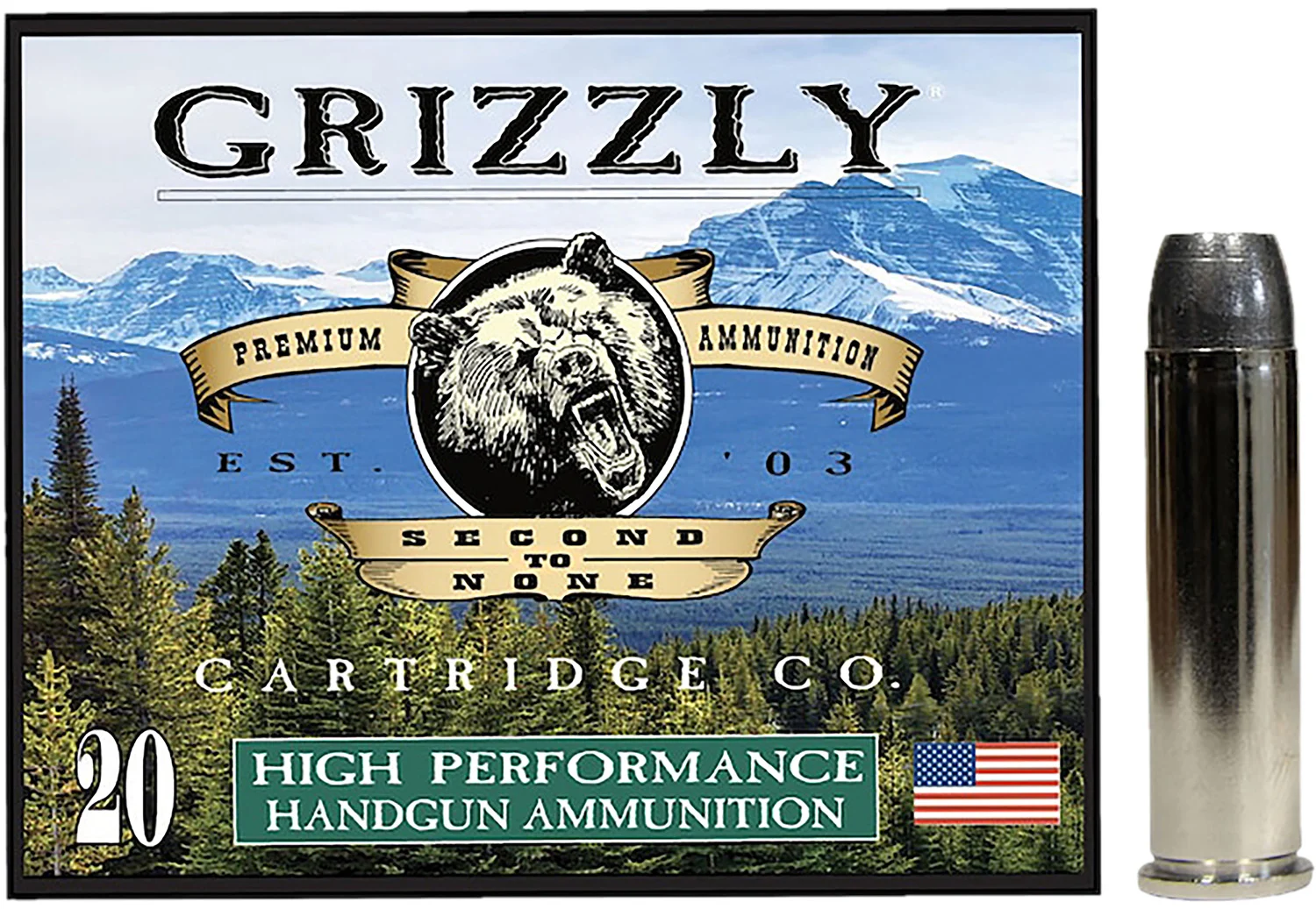 Grizzly-Ammo .357 Magnum 180gr WIDE FLAT NOSE GAS CHECK – 20rd