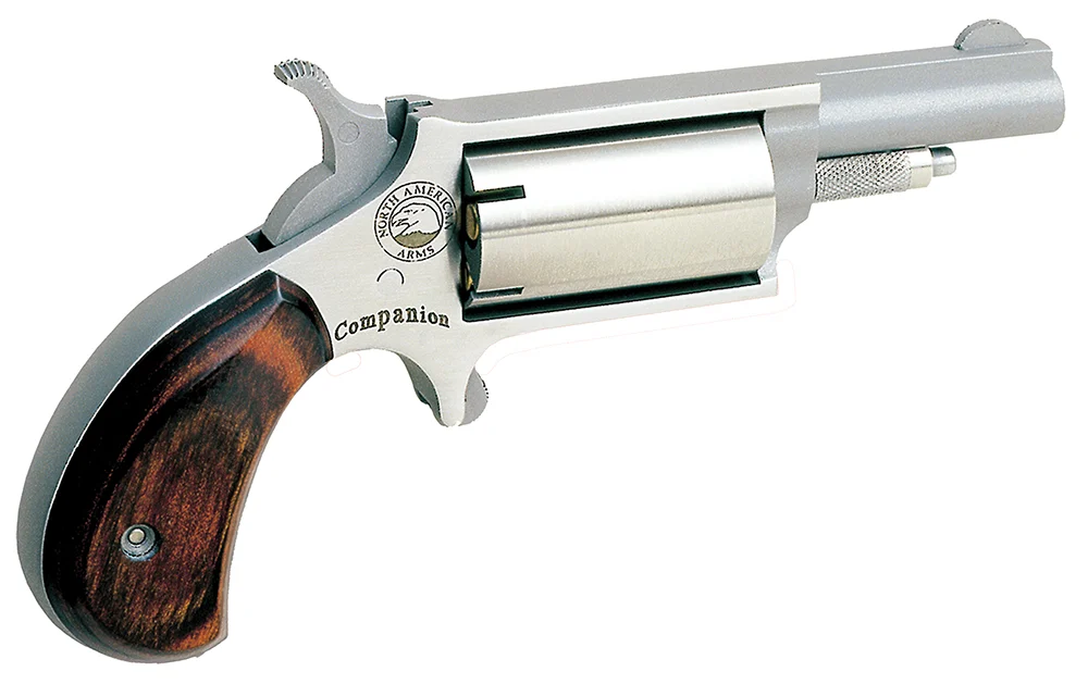 North American Arms 22MCB Companion SAO 22 Mag #11 Percussion 1.63" 5 Shot Stainless Frame Stainless, Cylinder & Barrel Rosewood Birdshead Grip