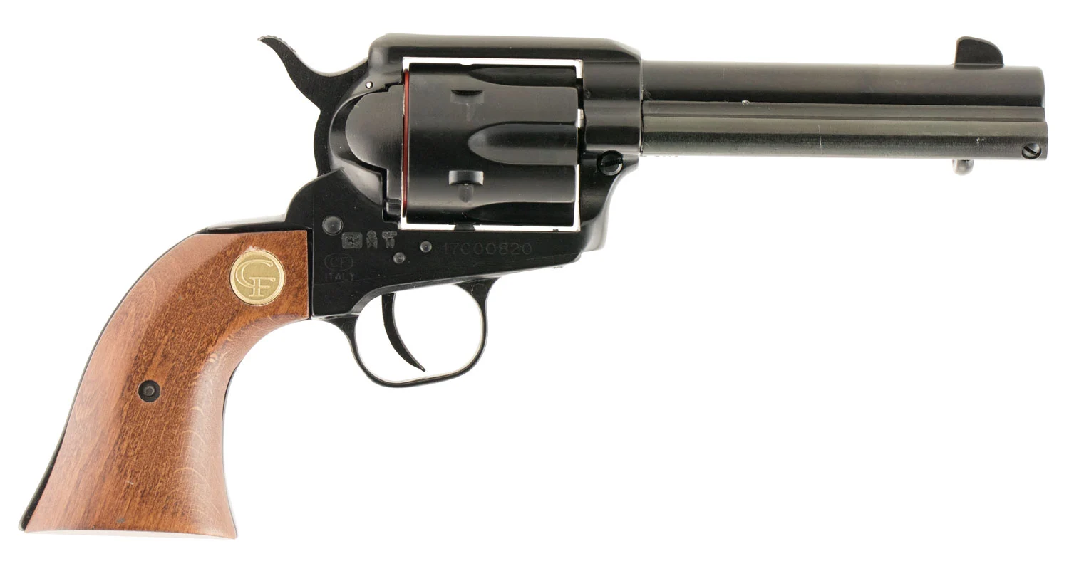 Chiappa Firearms 340053 SAA 1873 Medium Frame 22 LR 6 Shot, 4.75" Blued Steel Barrel, Blued Steel Frame, Blued Cylinder, Wood Grip, Exposed Hammer