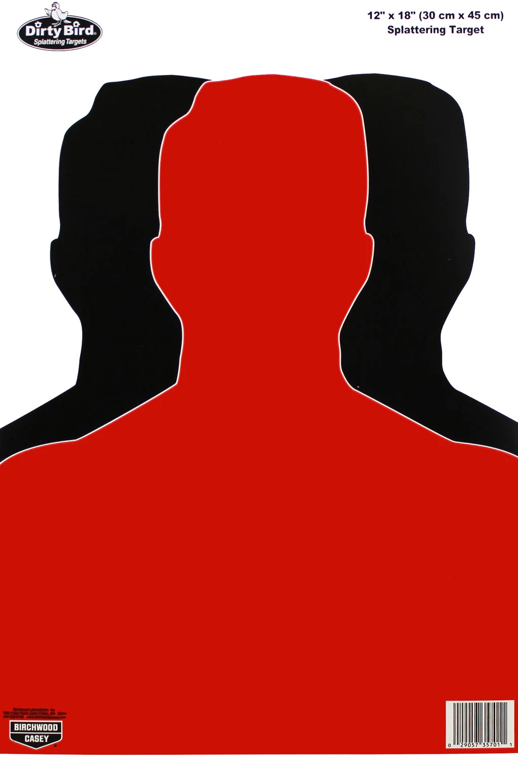 Birchwood Casey 35701 Dirty Bird Silhouette Tagboard Hanging Pistol 12" x 18" Black/Red White Impact Splatter 100 Per Pkg