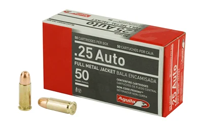 Aguila Ammunition .25 ACP 50gr FMJ Brass – 50rd