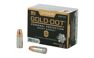 Speer 9mm Luger 124gr GOLD DOT Nickel-Plated Brass – 20rd
