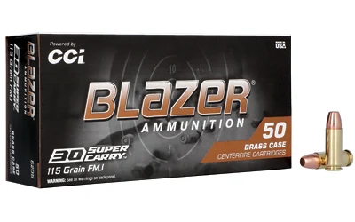 CCI Ammunition .30 Super Carry 115gr FMJ Brass – 50rd